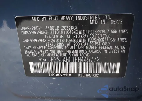 2014 Subaru Forester 2.5I Limited z USA, uszkodzony, nr VIN JF2SJAHC1EH445772